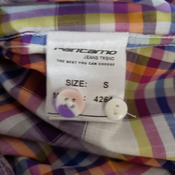 🦋3/$25 Pantamo Small Cotton Long Sleeve Purple Blue Plaid Button Up Shirt NWOT - Picture 8 of 8